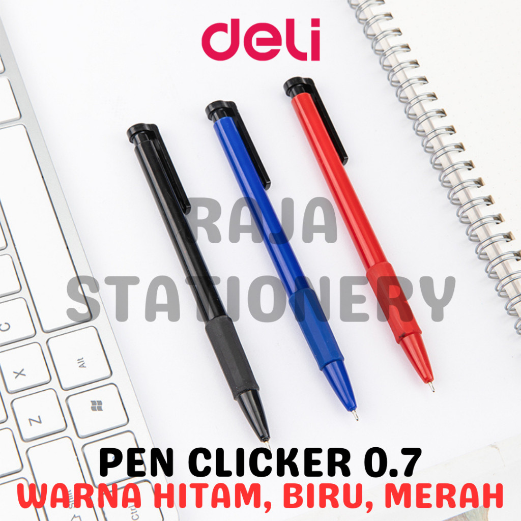 

Deli Ball Pen Clicker 0.7 Black Blue Red / Pulpen Bolpoin Pen Deli Cetek 0.7mm Hitam Biru Merah 6546S - RAJA BIGBOX