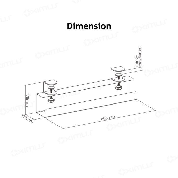 

Underdesk Cable Management Clamp-On Tray Organized Large Storage Capacity Oximus C85 Rapi dan