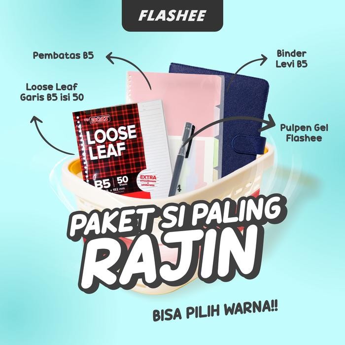 

Flashee Binder Paket Sekolah Set 4IN1 Paket Binder B5 Ring 26 Kampus Kuliah Sudah Termasuk Kertas