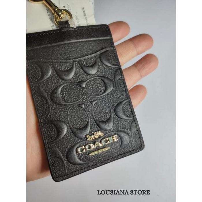 

ID LANYARD IN SIGNATURE LEATHER DEBOSSED BLACK GOLD