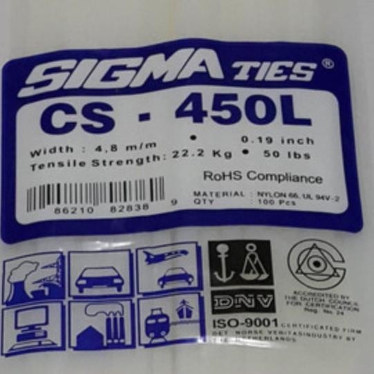 

Cable Ties Sigma CS-450 Hitam / Putih CV - 450 Kabel Tie CS - 450L