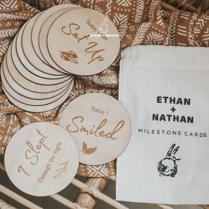 

Wooden Milestone Card Ethan + Nathan / Name Plaque