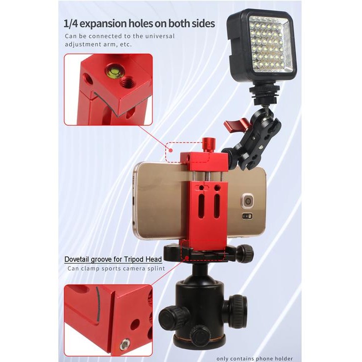 (Bestone) COSTA PH-10 CNC Metal Phone Holder Tripod With HotShoe/ Waterpass
