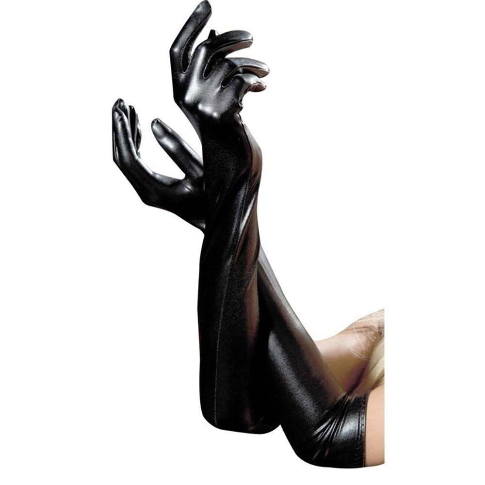 Adult Sexy Long Latex Gloves Black Ladies Hip-Pop Fetish Faux Leather Gloves Clubwear Sexy Catsuit