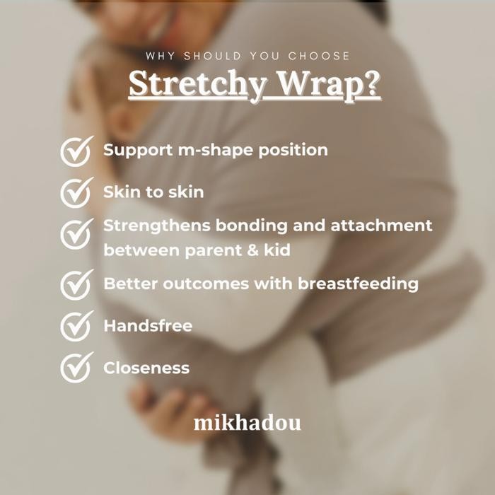 Mikhadou - Gendongan Bayi Depan Stretchy Wrap Khaki/ Kain Gendongan Bayi M Shape Baby Wrap Carrier