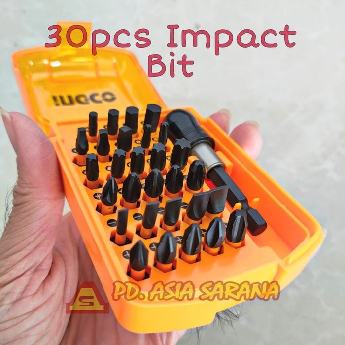 Impact Screwdriver Bit 30pcs Set INGCO AKSD68303 Mata Obeng Magnet +-