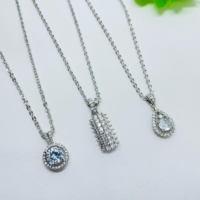 Clavie- Kalung Hijab Nori Putih Titanium Panjang 60 Cm (Free Cincin) Kalung Titanium Anti