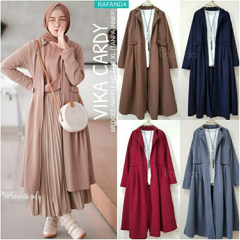PROMO / Vika Cardy, cardigan bahan wedges waffle fit to XL ld 98-110 bahan melar cantik modis