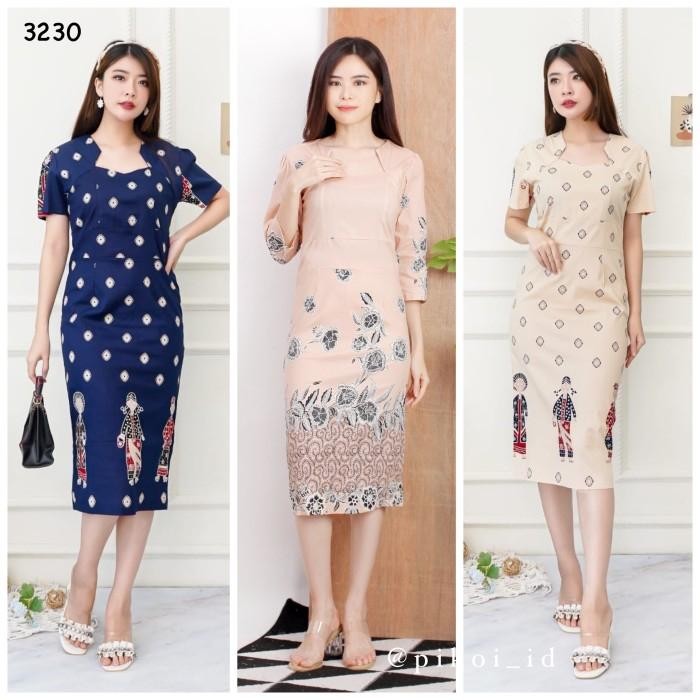 Trenatik- Dress Batik Wanita Modern / Dress Span Batik / Kantor / Pesta / Kerja