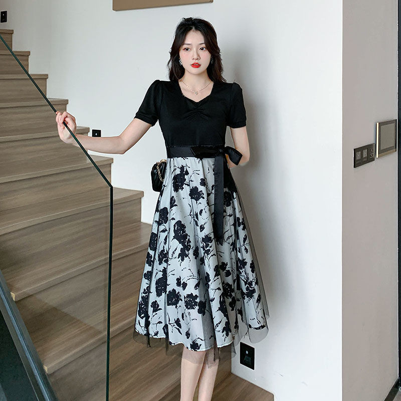 PROMO / Dress Wanit jumbo 5XL jumbo manis Gaun lengan pendek Elegant long dress kekinian dress hitam