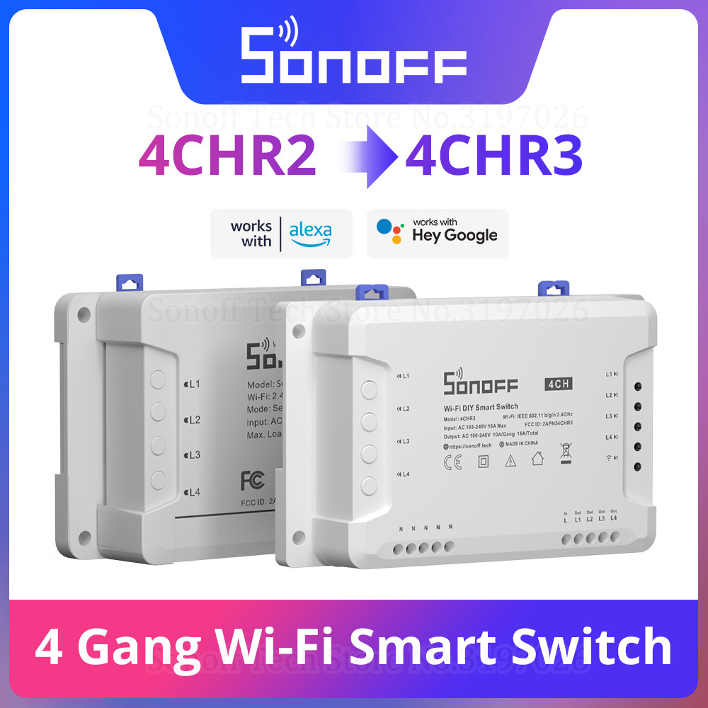 Itead Sonoff 4CH R2 Smart Wifi Switch 4 Gang Smart Home Remote