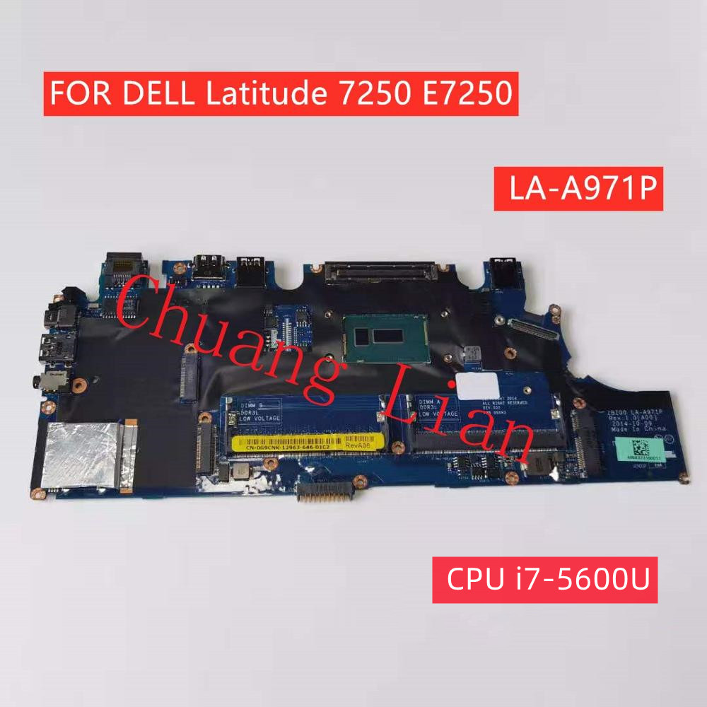 LA-A971P FOR DELL Latitude 7250 E7250 laptop motherboard LA-A971P WITH CPU  i5-5300U i7-5600U  CN-0G