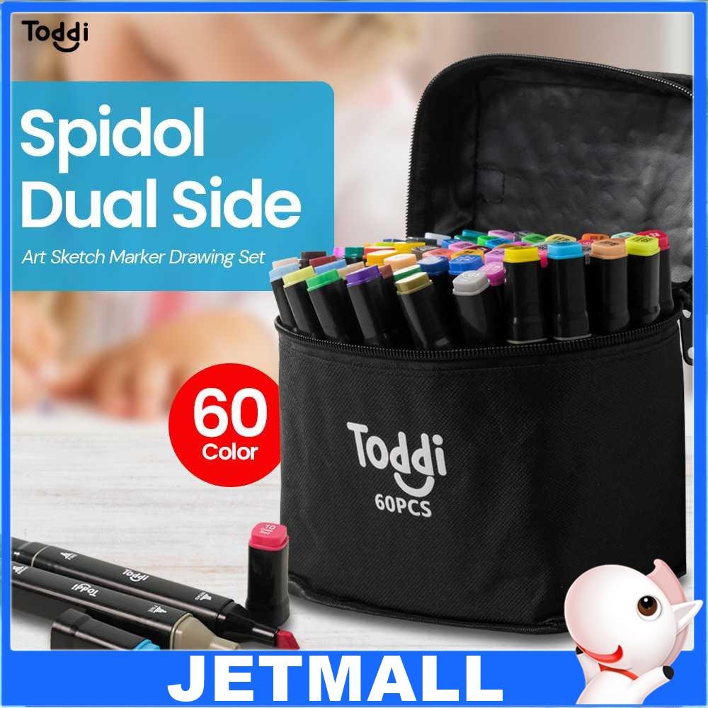 

Jetmall Spidol Dual Side Fine Art Brush Pen Art Marker Set 60 Color - HL270