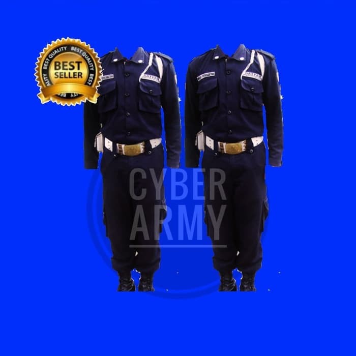 Limited Stelan Pdl Satpam / Security Lengkap / Seragam,Kopel,Talikur - Biru, M