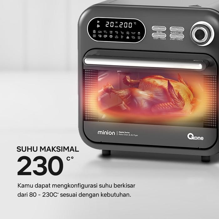 Oxone OX276 Digital Minion Series Retro Oven & Air Fryer - 16L Kapasitas, 360 C Halogen Heating