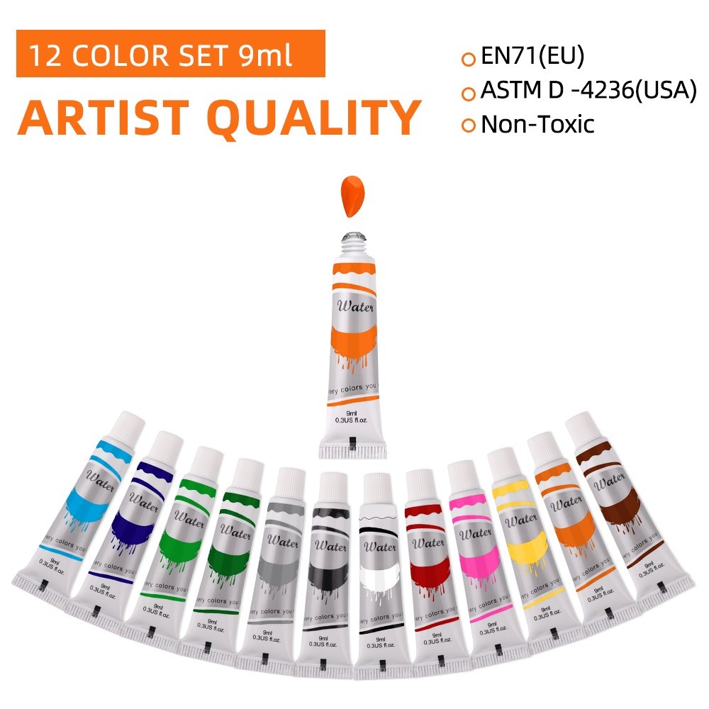 

12 Color Watercolor Paint Set 9Ml Tubes Professional Artist Painting Supplies Vibrant Watercolors
