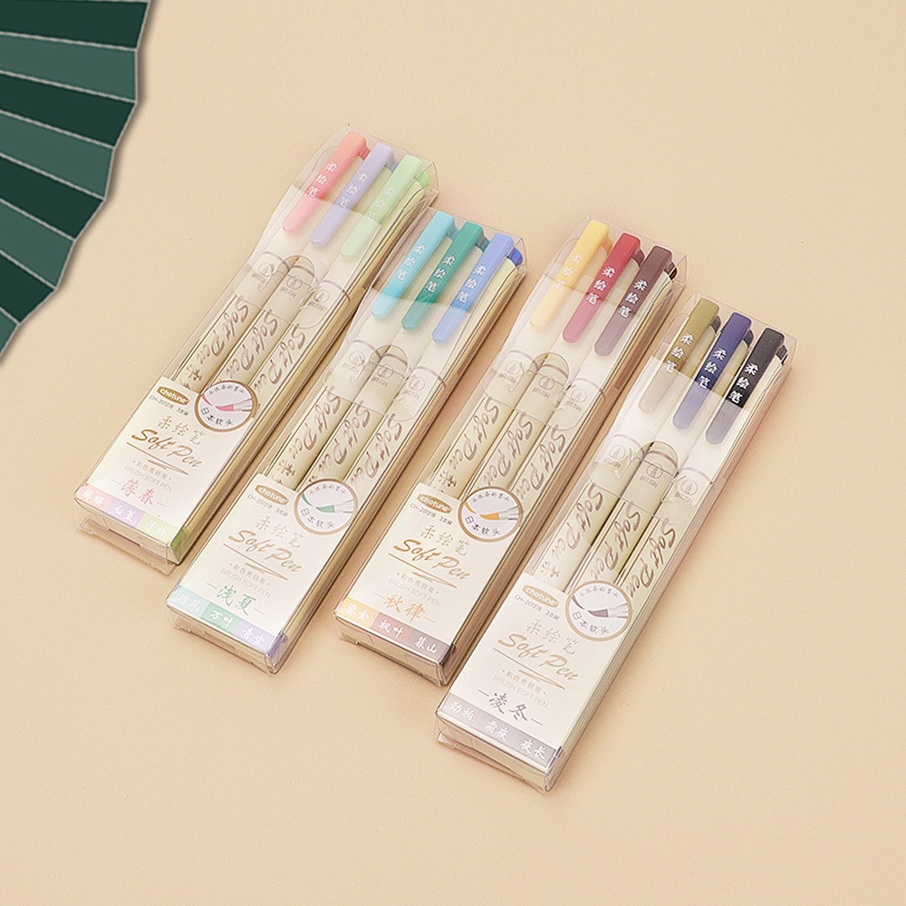 

24Color Retro Lettering Art Marker Drawing Pen Set Multicolor Soft Brush Tip Calligraphy Painting
