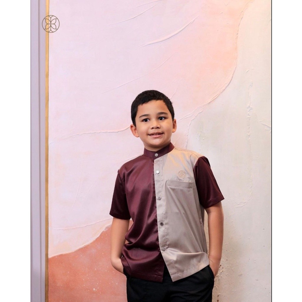 NEW PRODUCT ZM ZASKIA MECCA FEAT GERAI HAWA - UBAIDAH KOKO KIDS MAROON BEIGE ALL-IN-ONE0965