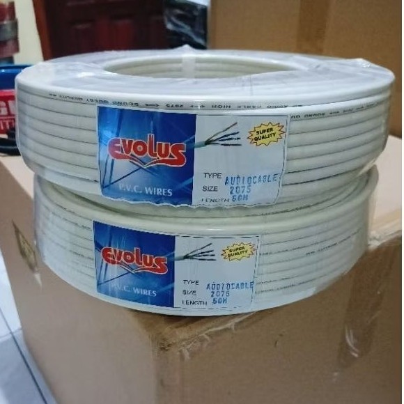 Kabel listrik EVOLUS 2x1,5 50 meter warna putih isi 2 serabut