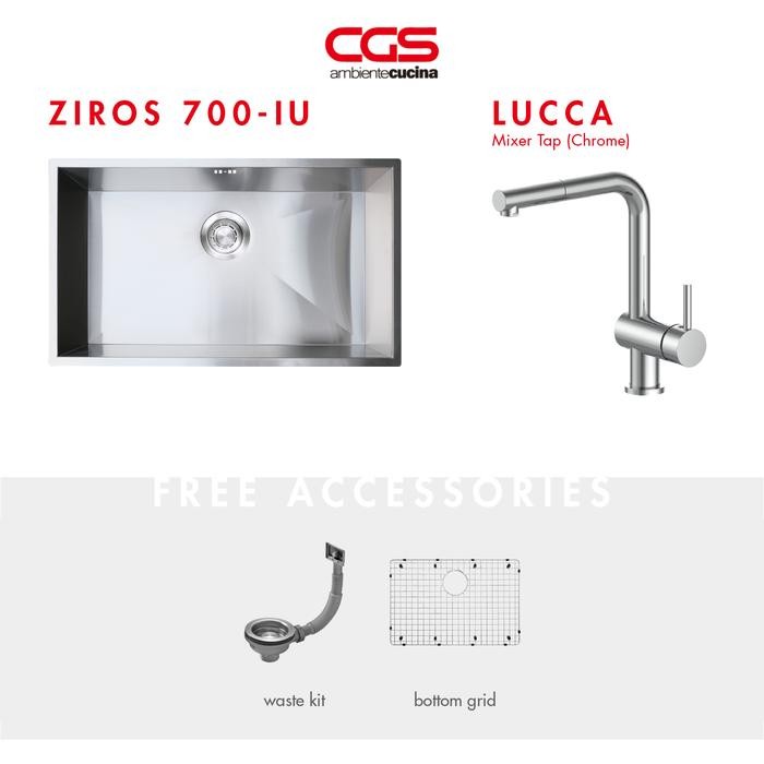 Terbaru Kitchen Sink Bak Cuci Piring Dapur Stainless Steel 1 Lubang Cgs Ziros 700-Iu Dan Cgs Lucca -