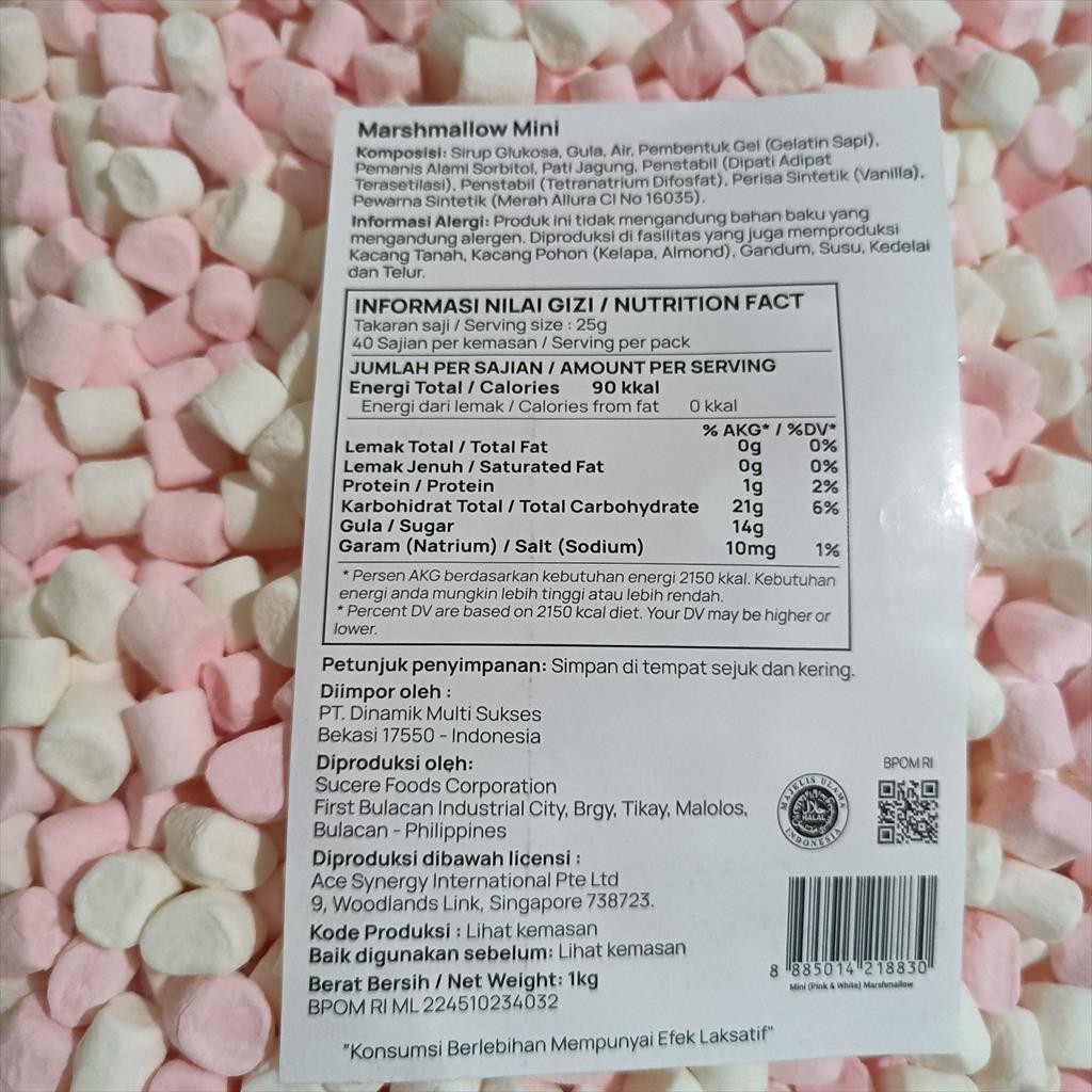 

CORNICHE MINI MARSHMALLOW 1 KG - MARSHMALLOW WARNA HALAL BEST SELLER