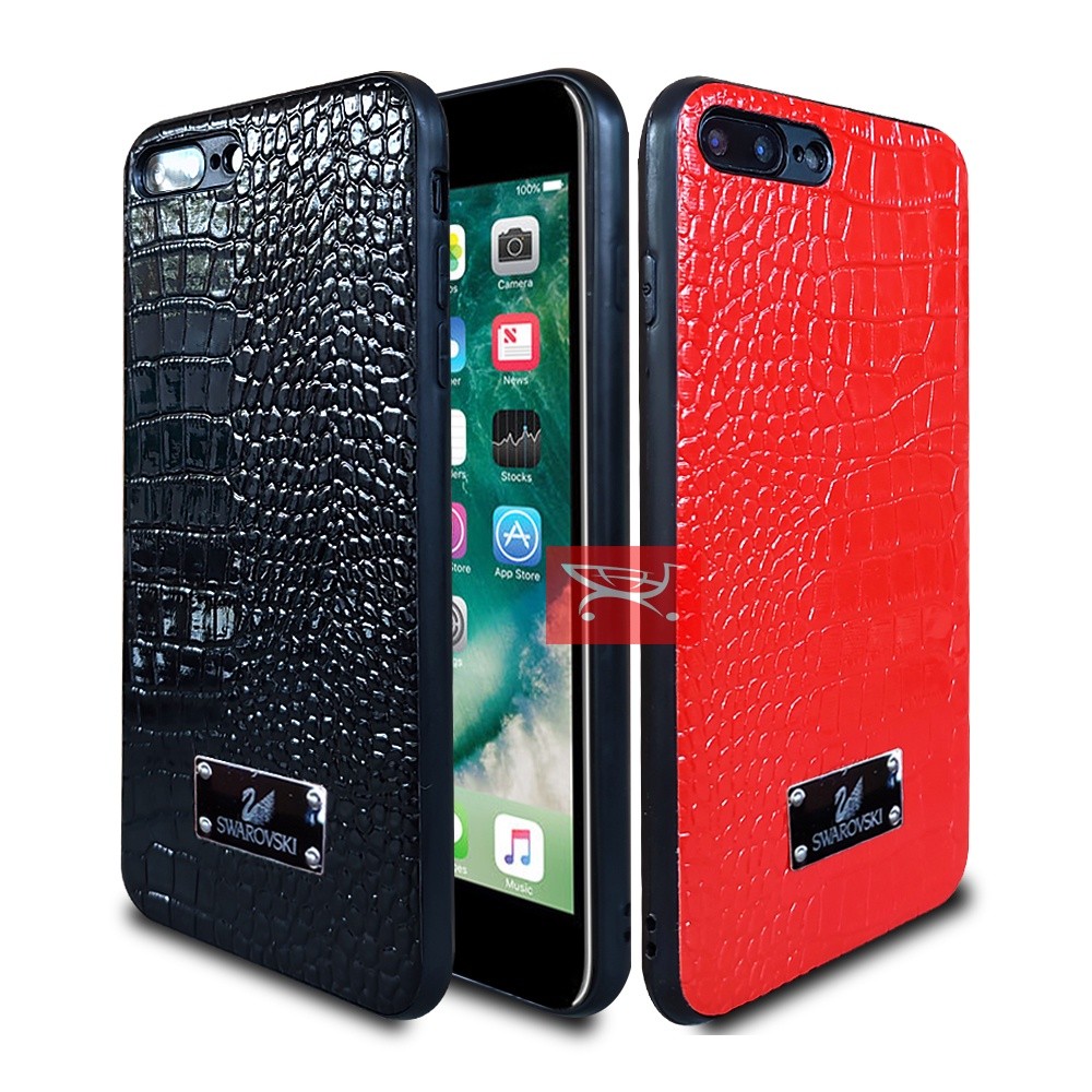 [ CUCI GUDANG ] Case Hp Iphone 7 plus /8 Plus SWAROVSKI Leather Hybrid Softcase