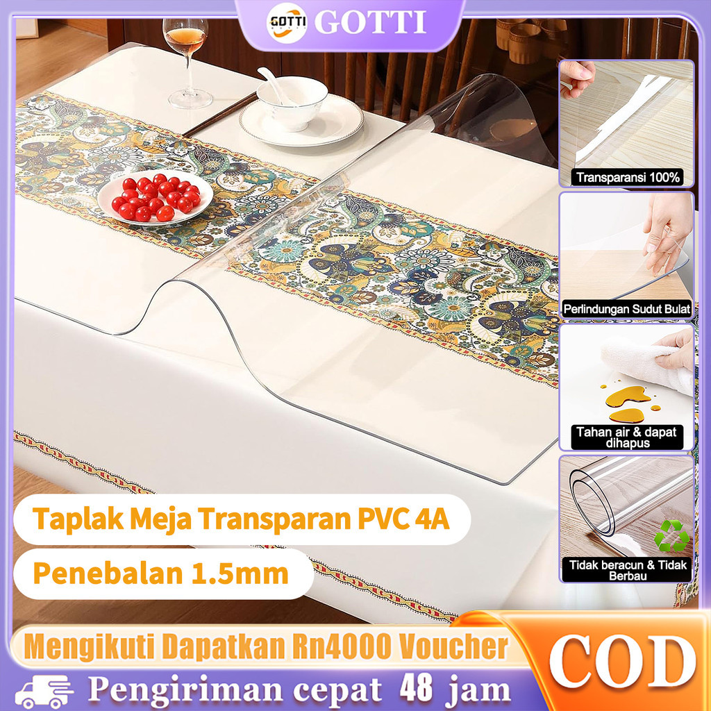 CODTaplak Meja Panjang Aesthetic/Taplak Meja Polos Anti Air/Taplak Meja Plastik Bening Tebal 1.5mm