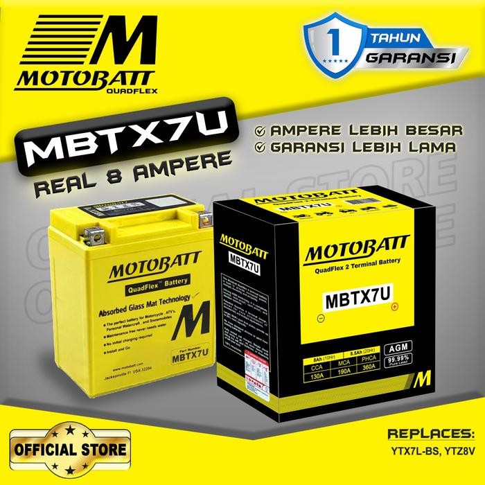 Motobatt Quadflex Mbtx7U - 8Ah (Garansi 1 Tahun)