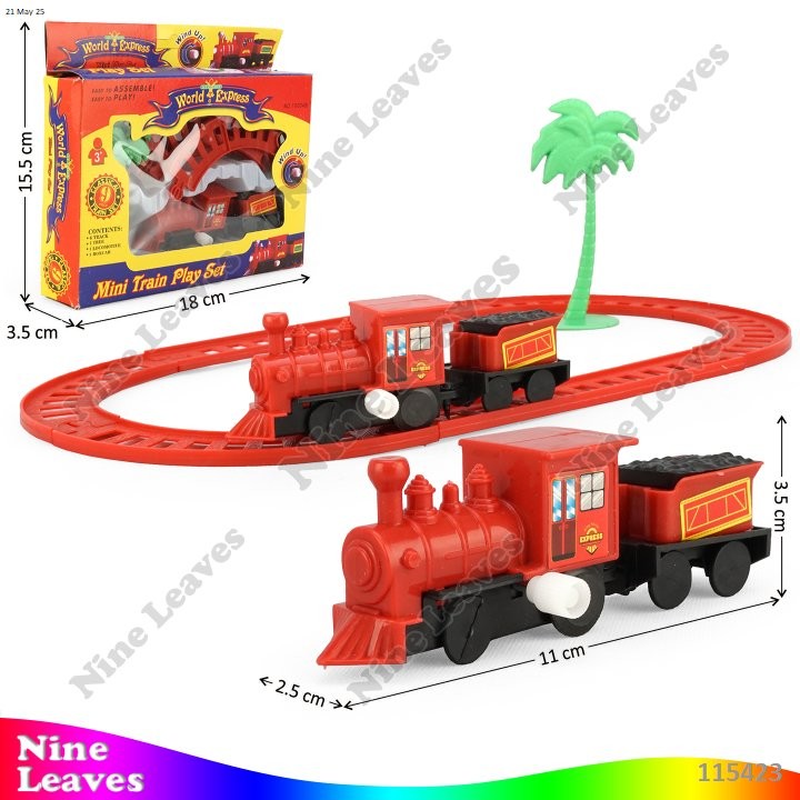 Mainan Anak Kereta Api Wind Up Toys Mini Train Play Set Mainan Kunci Putar Jalan
