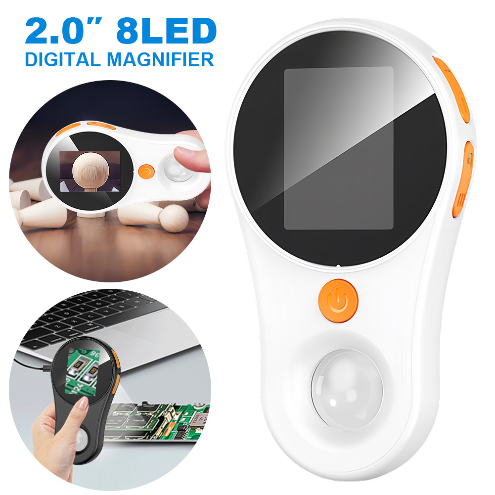 500X Electronic Coin Magnifier 2 MP HD Magnifier Magnifier with 8 LED Light Portable Microscope Came