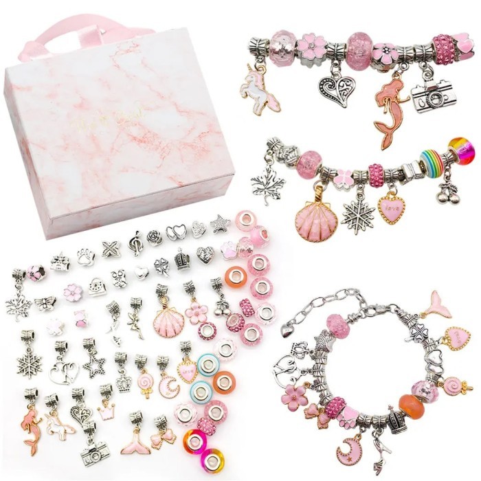 Children Charm Bracelet Making Kit Supplies Beads Creative Diy