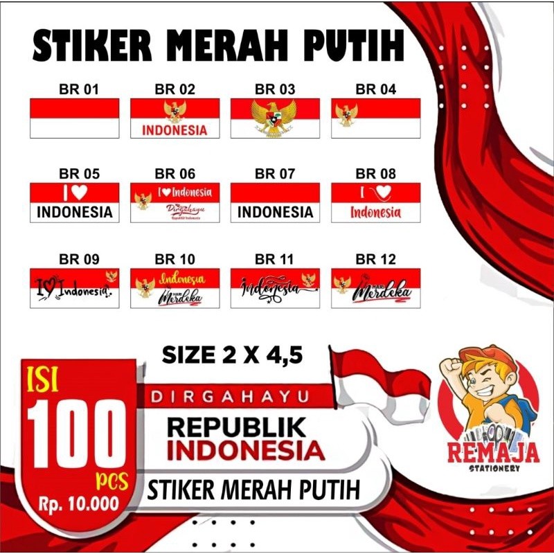

Stiker / sticker pipi Merah Putih isi 100pcs / Tempelan pipi murah