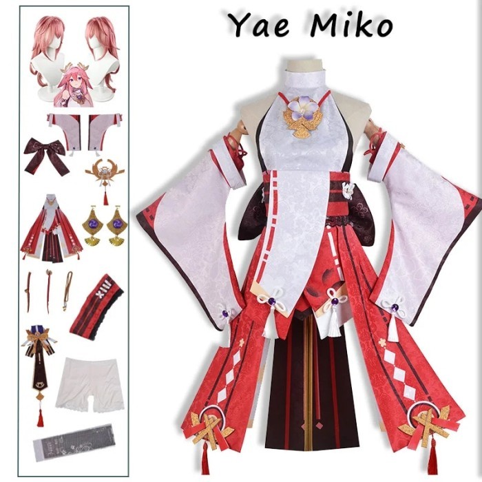 Yae Miko Cosplay Genshin Impact Yae Miko Guuji Yae Costume Women Pink