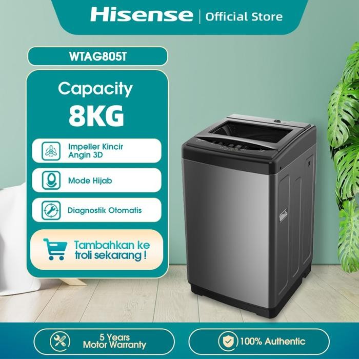 CZ- Mesin Cuci Hisense WTAG805T 8 KG 1 Tabung Top Loading