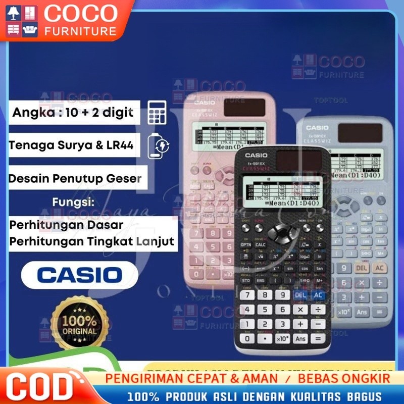 

Kalkulator Scientific Casio FX-991EX Classwiz Asli dan Bergaransi Kalkulator Scientific Casio ilmiah FX-991EX/991ES-Plus Calculator Scientific Casio Kalkulator Casio Scientific 417 Fungsi/Dua Sumber Tenaga Baterai Dan Tenaga Matahari/40 Konstanta Rumus