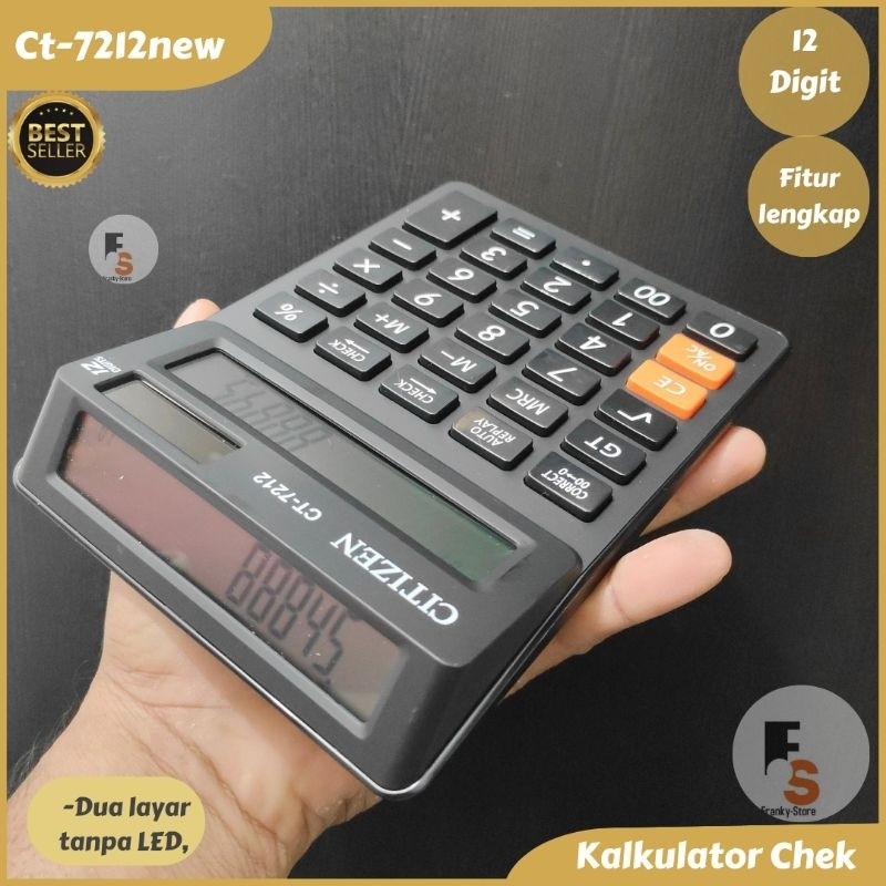 

Kalkulator 2 layar 12 Digit Kalkulator Chek Ulang Dua Layar Ct 7212 Warna Hitam