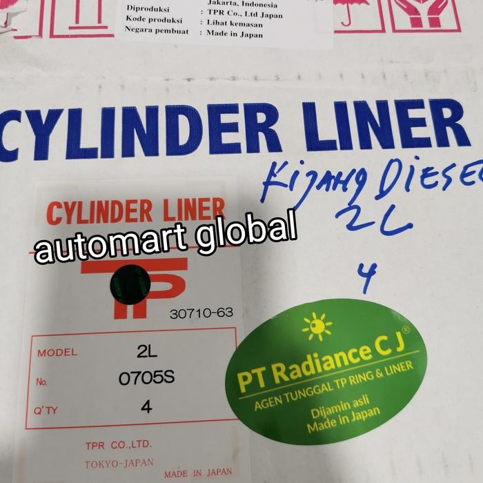 Liner Kijang Diesel 7K Diesel Boring Kijang Diesel 2L 4Pc Tp Japan Kode 028