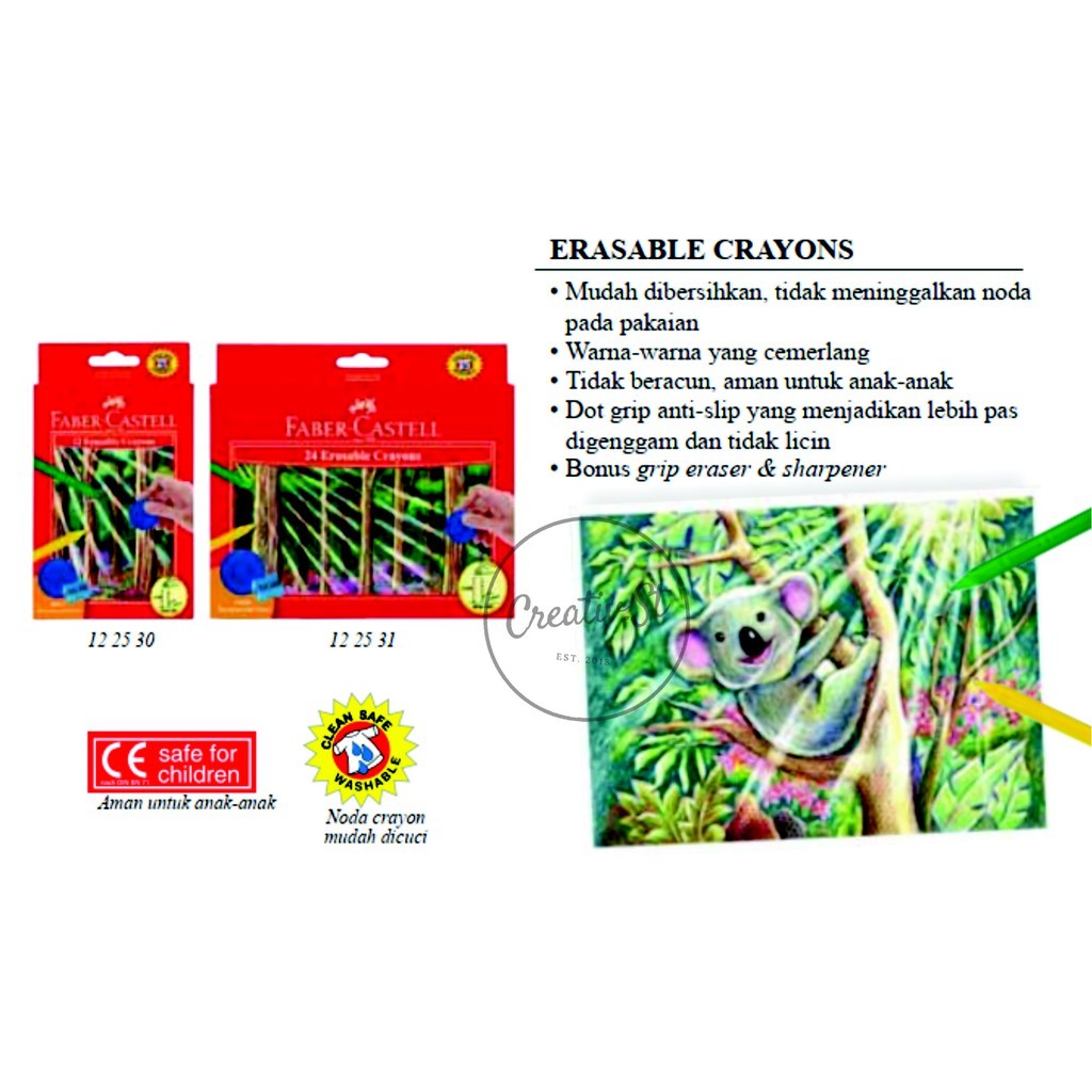 

[READY] FABER CASTELL Crayon Hapus Erasable Crayon 24 Warna Color