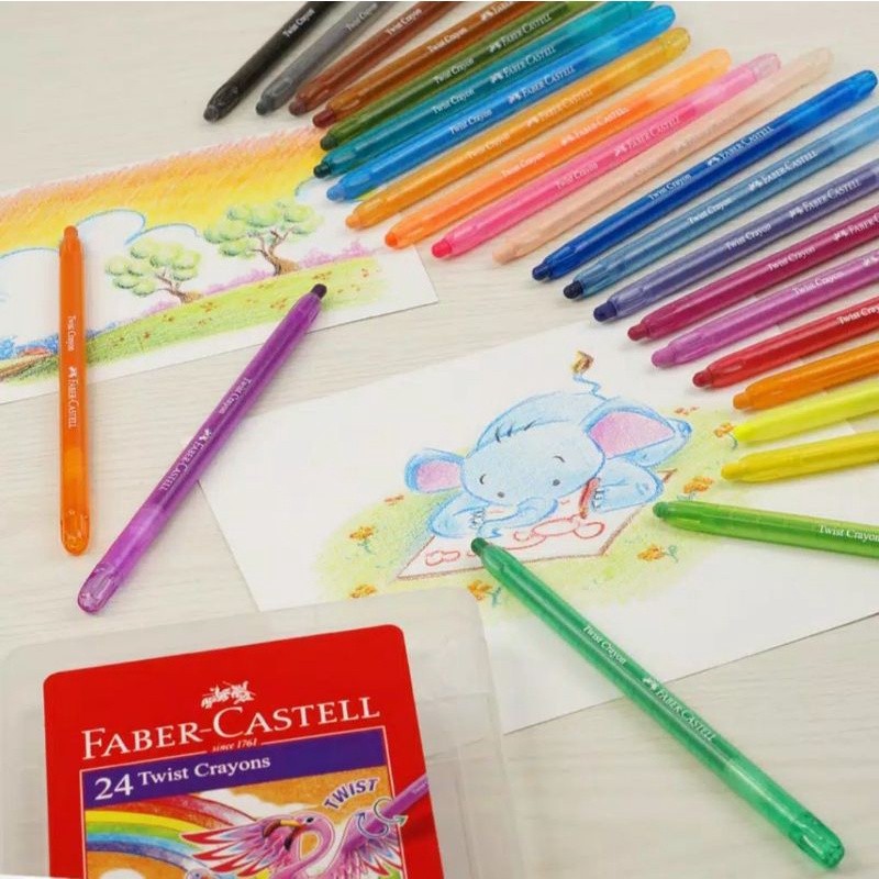 

[READY] Faber Castell Twist 24 warna Crayon Krayon Putar Pastel