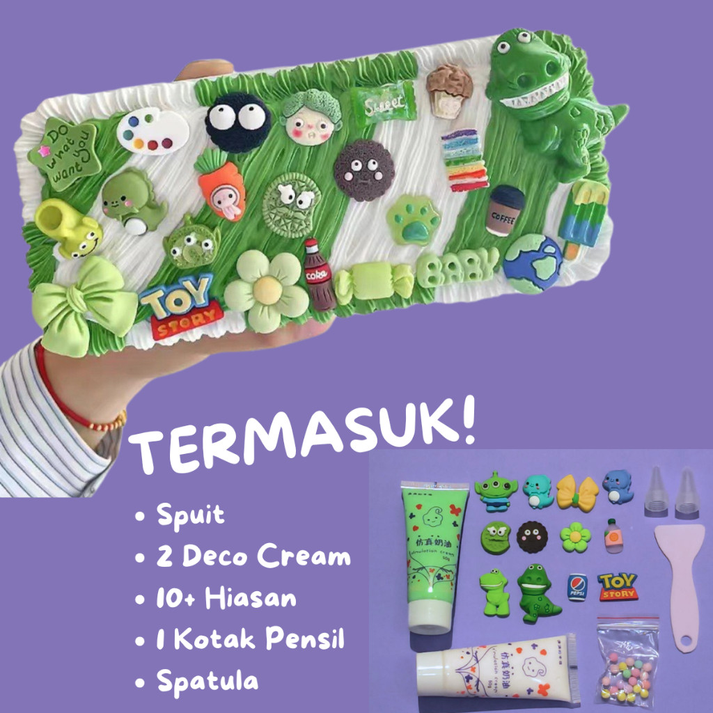 

JH8 Kit Kotak Pensil DIY / DIY Deco Cream Kit / DIY Pencilcase / DIY Kotak Pensil / Cream Glue Set /