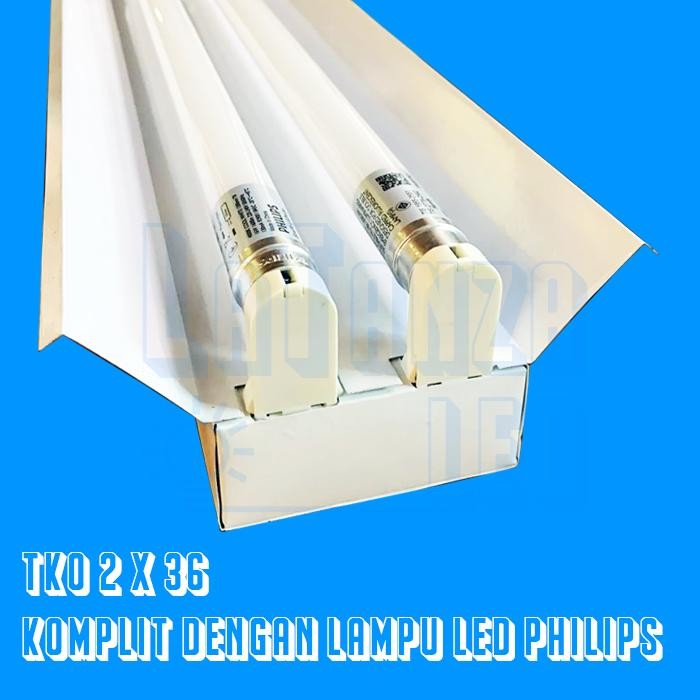 Fixter- Kap Lampu TKO LED 2x36 120cm kap TKO TL 2x16 Philips Komplit