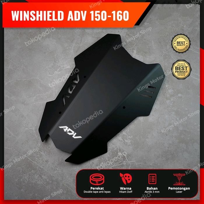 VISOR WINDSHIELD RACING HONDA ADV150 ADV160 BLACK DOFF TERLARIS