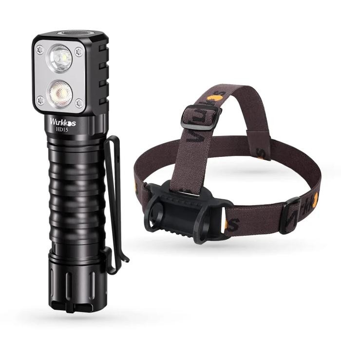 Wurkkos HD15 Angle Flashlight 2000 Lumens, Senter Kepala dengan Baterai 18650, Tersedia Hitam, Hijau, Ungu
