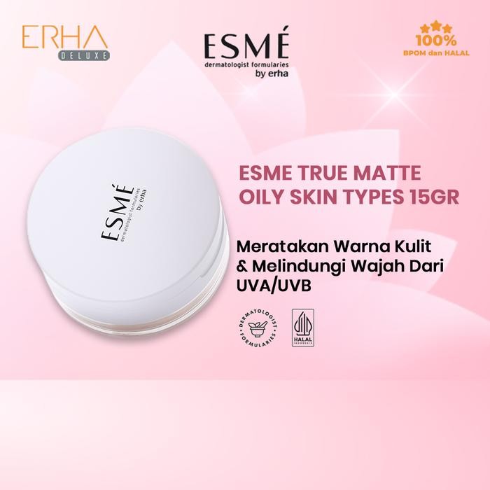 Erha Esme Bedak Wajah Tabur True Matte - Semua Jenis Kulit Powder Kuning