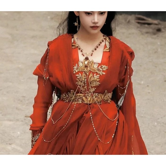 Till the End of Moon Costume Hanfu Dress Red Swordlady Imitate Dun