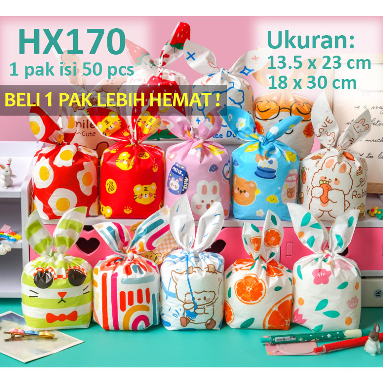 

HX170 [50 pcs] 18x30 cm Plastik Kuping Kelinci Souvenir Hadiah Snack Kue Permen Goodie Bag Bingkisan