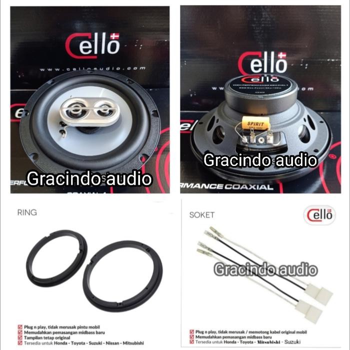 Speaker Coaxial 3way Cello + Ring + Kabel Soket PNP Suzuki Ertiga TERLARIS