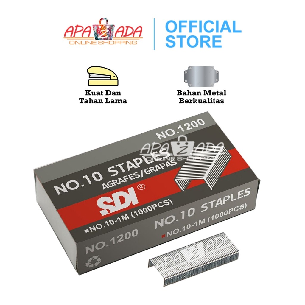 

Apazada - Isi Staples No.10 Merek SDI [1 Pack Isi 20 Box Kecil] 1200 SDI Kualitas Terbaik