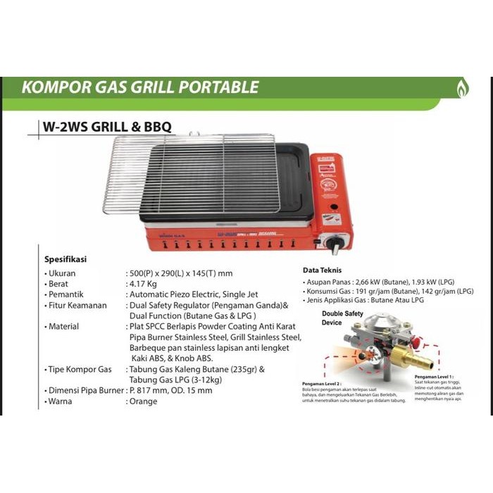 PREMIUM KOMPOR WINN GAS W-2WS GRILL & BBQ (