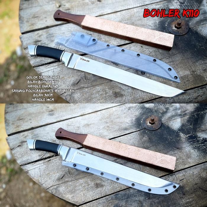 PREMIUM Golok Sembelih Bohler K110 Duralium Free Stropping Kulit
